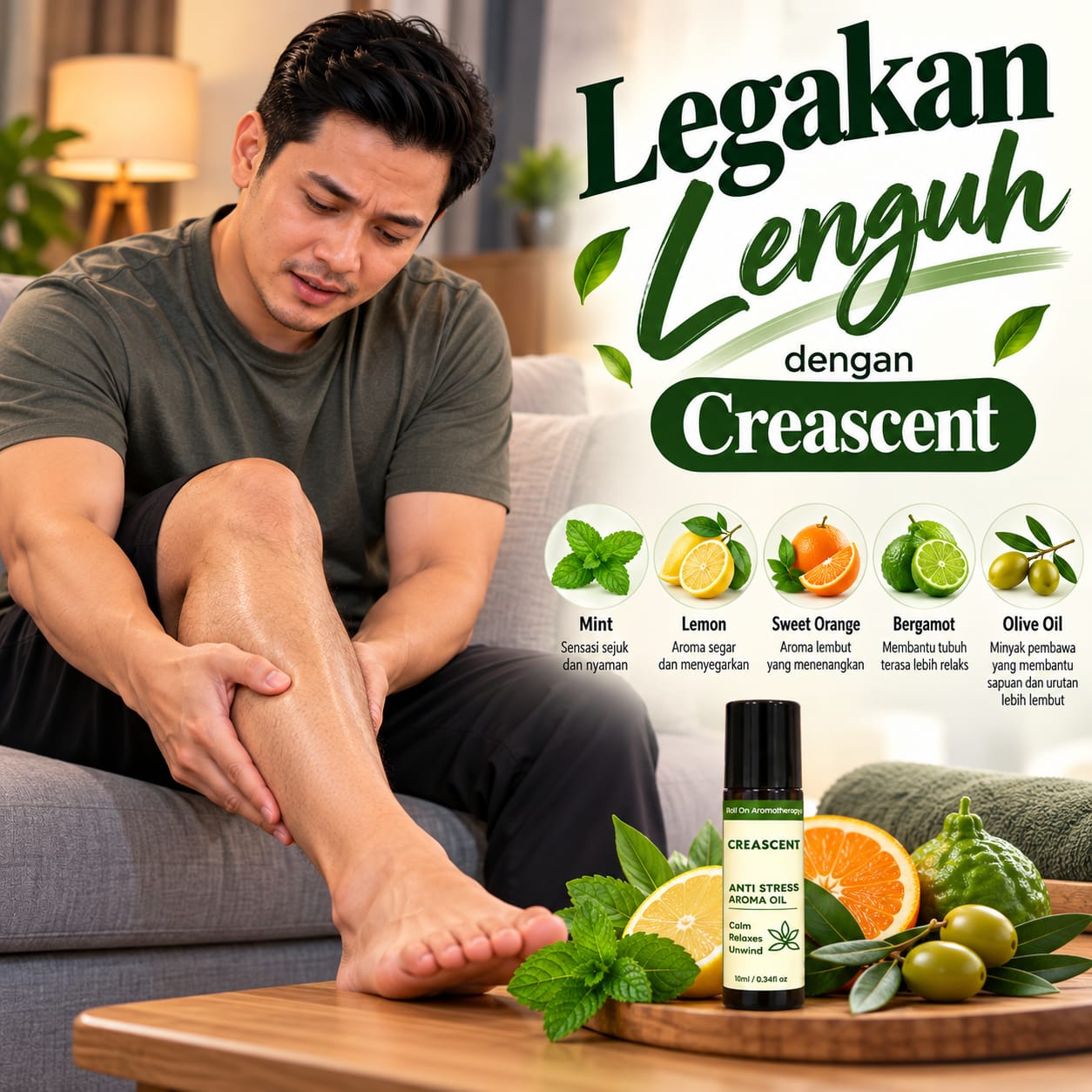 Poster CREASCENT: Legakan lenguh dengan Creascent
