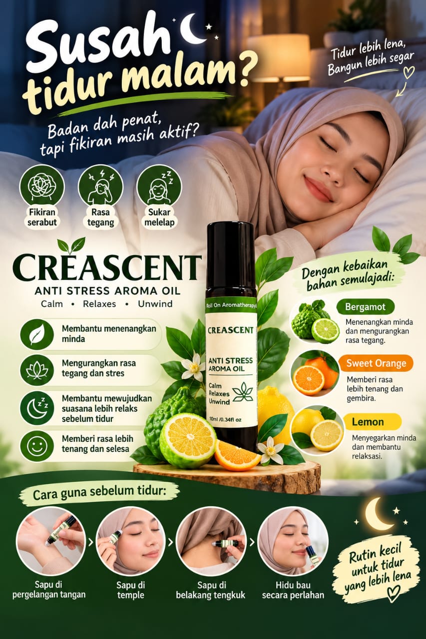 Poster CREASCENT: Susah tidur malam? dengan cara guna sebelum tidur